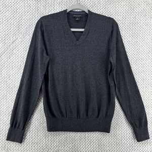 Banana Republic V-Neck Sweater Women S Heather Dark Gray Silk Blend Long Sleeve